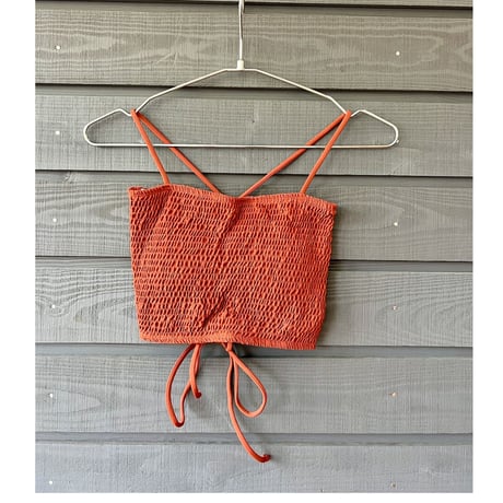Shirring Bustier Top Reddish Brown
