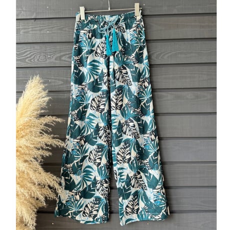 Bamboo100% Fabric Tropic Leaf Wide Pants
