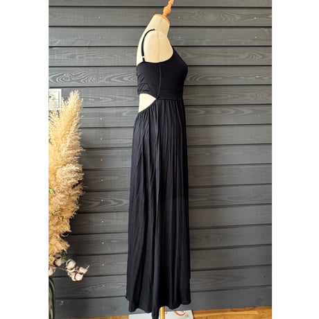 Modal Spandex Relax Fit Bra Top Flare One Piece  Black