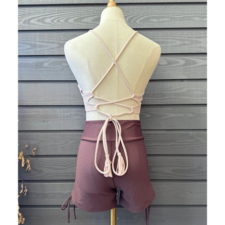 ♻️ecoRib Side Ribbon Short Pants Chestnuts