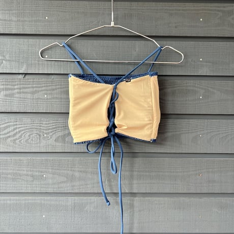 Shirring Bustier Top Vintage Blue