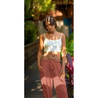 Linen Viscose Wide Flare Pants Rhust