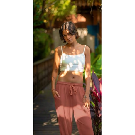Linen Viscose Wide Flare Pants Rhust