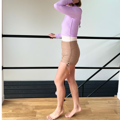 ♻️eco Rib　Side Ribbon Short Pants　Milk Brown