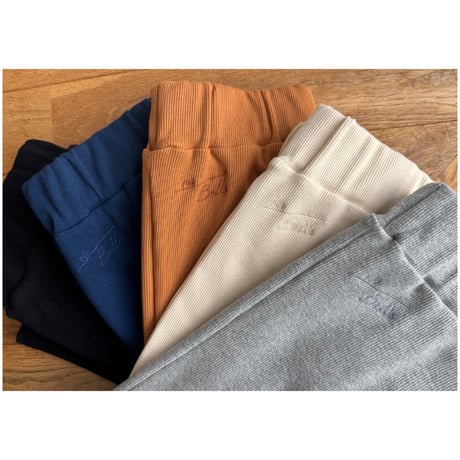 日本製　リブフレアパンツ　Brown Orange