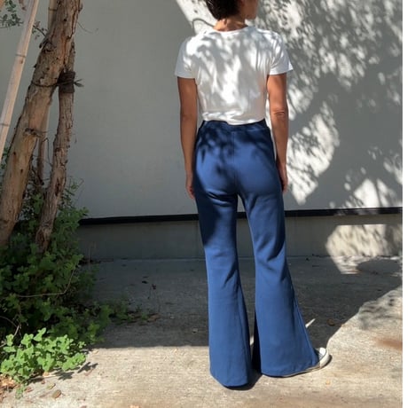 日本製　リブフレアパンツ　Navy