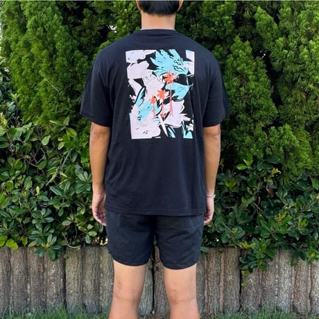 Bamboo Cotton Palm print Tshirt Black