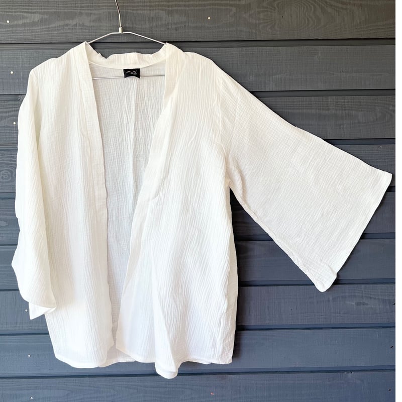 anandamidelaboratrium ガーゼコットン カーディガン 羽織 ガーゼ リラックスkimono羽織 Natural White | via Bella