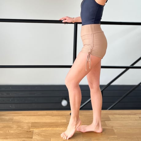 ♻️eco Rib　Side Ribbon Short Pants　Milk Brown