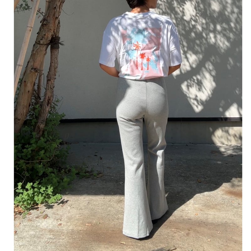 日本製 リブフレアパンツ Gray | via Bella
