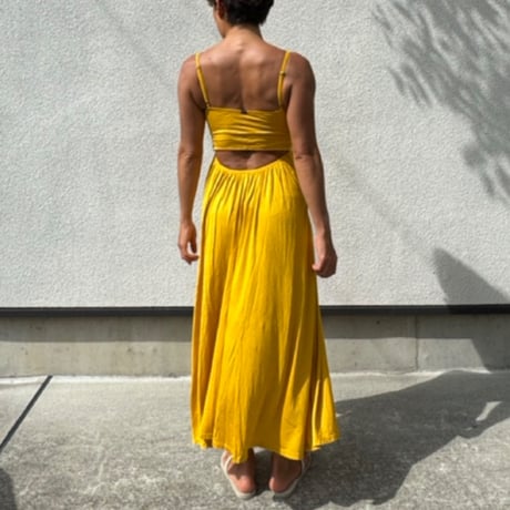 Modal Spandex　Relax Fit Bra Top Flare One Piece  Mustard