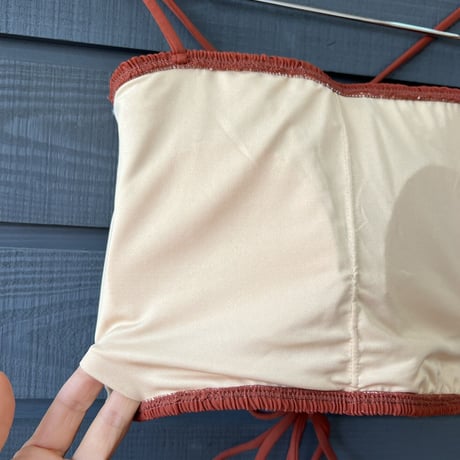 Shirring Bustier Top Reddish Brown