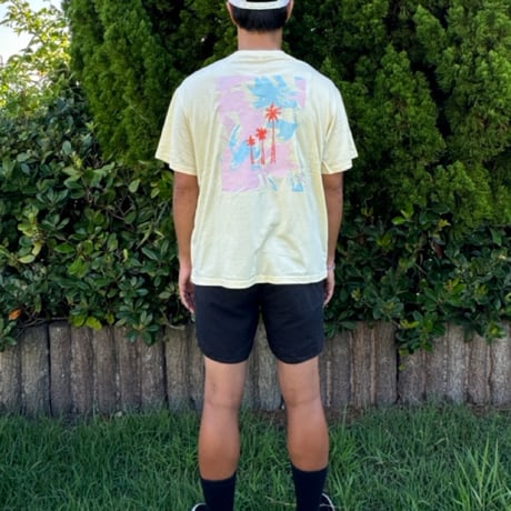 Bamboo Cotton Palm print Tshirt Banana Milk