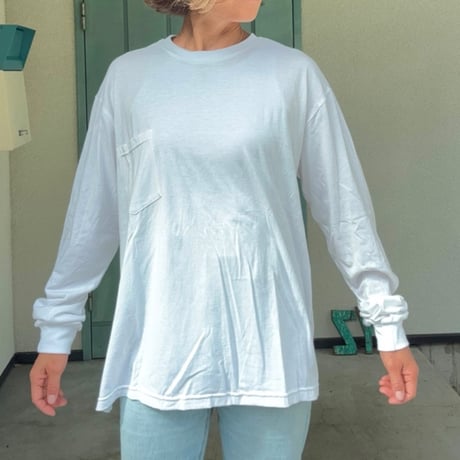 Bamboo Cotton Palm print LongT-shirt White