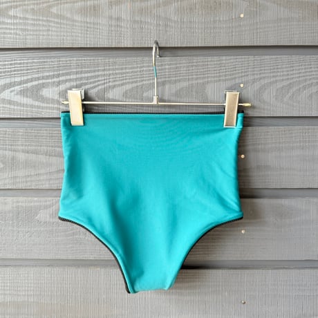 Reversible  High Waist Bottom  Deep Ocean x Black Rib