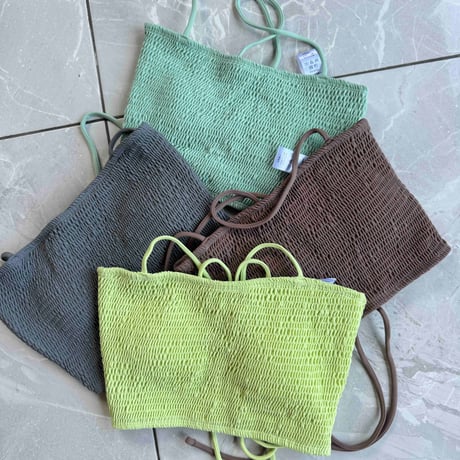 Shirring Bustier Top Stone Gray