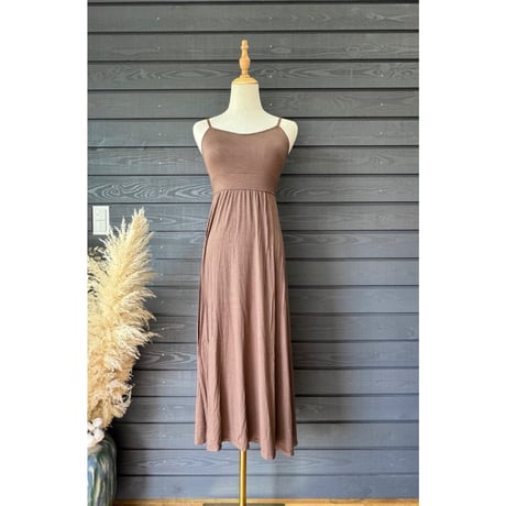 Modal Spandex　Relax Fit Bra Top Flare One Piece Mocha Brown
