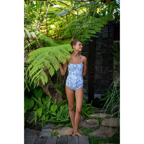 Reversible  Bustier One Piece Bali Flowers Ash