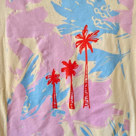 Bamboo Cotton Palm print Long T-shirt Banana Milk