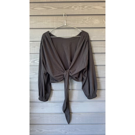 Bamboo Cotton Ribbon Top　Black