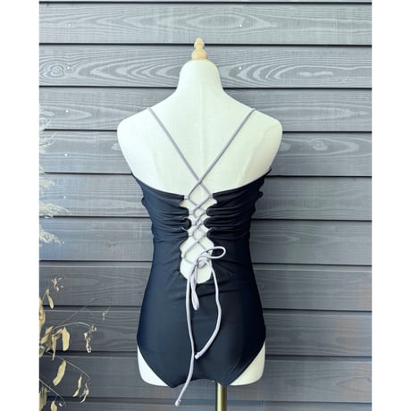 Reversible  Bustier One Piece Black x Stone Grey