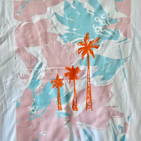 Bamboo Cotton Palm print Tshirt White