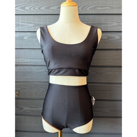 Reversible High Waist Bottom  Shiny Cinammon x Black