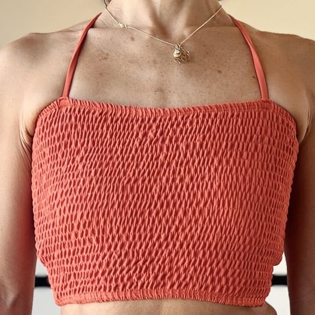 Shirring Bustier Top Vintage Orange