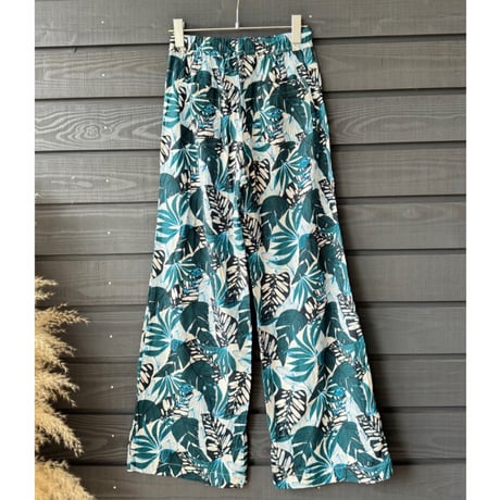 Bamboo100% Fabric Tropic Leaf Wide Pants