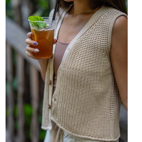 Cotton Knit Vest Kinari