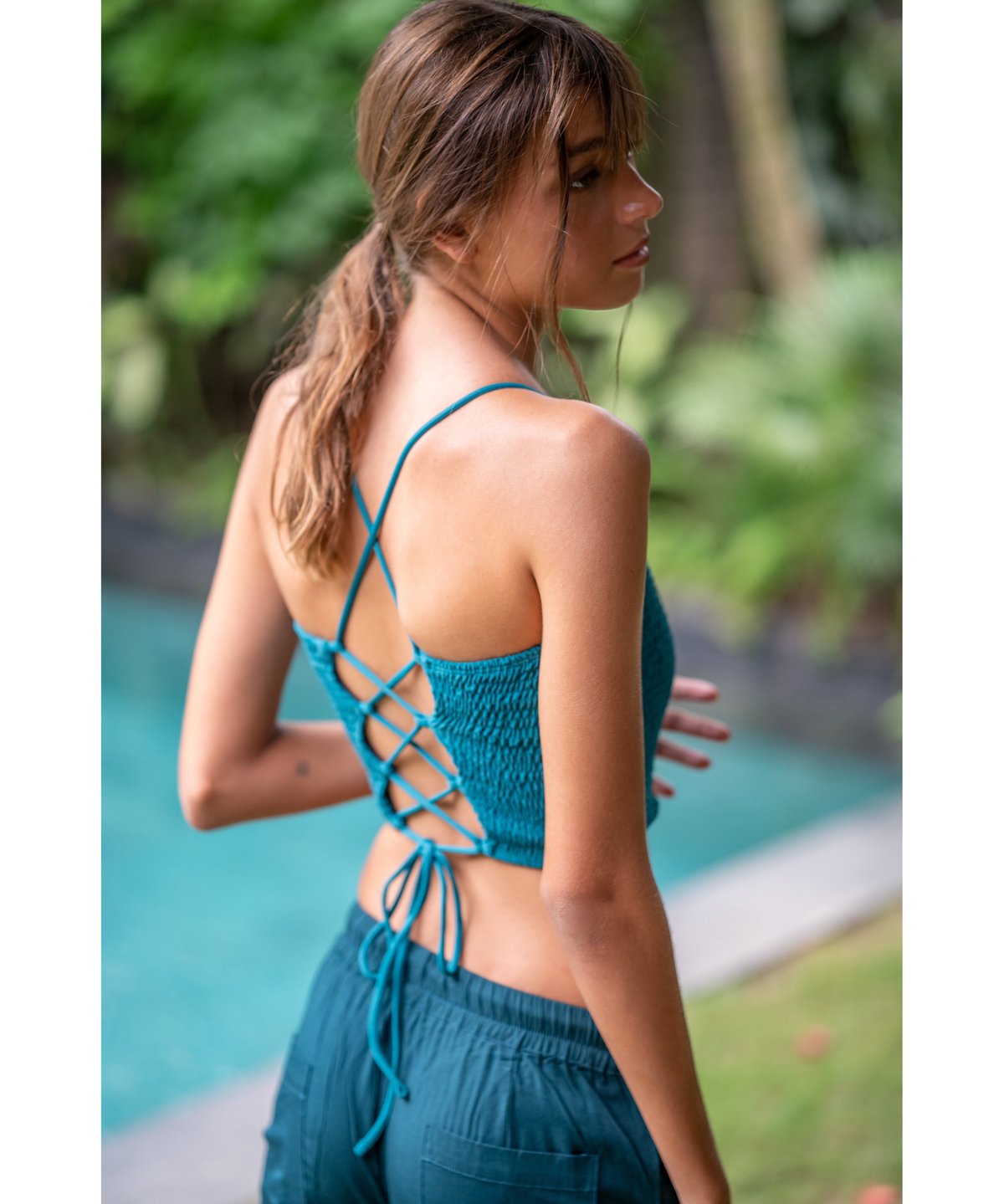 トップス eaphi RANDOM SHIRRING 2WAY BUSTIER Shirring Bustier Top Deep Ocean | via Bella