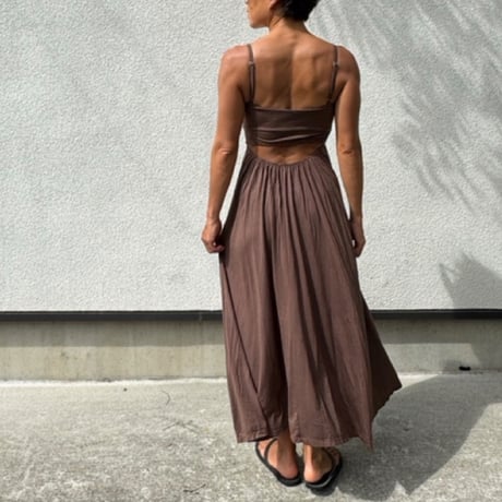 Modal Spandex　Relax Fit Bra Top Flare One Piece Mocha Brown
