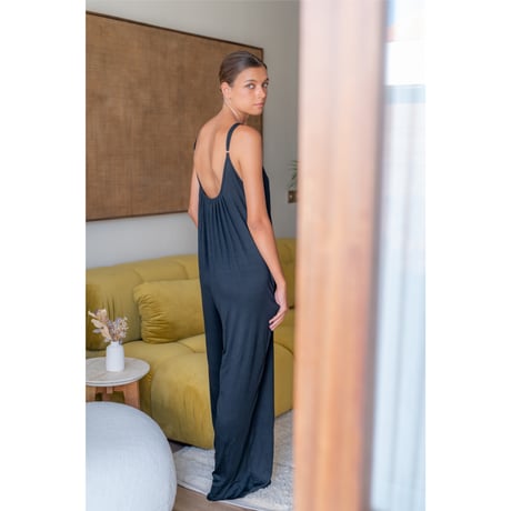 Simple Jump Suit Bamboo Cotton Black