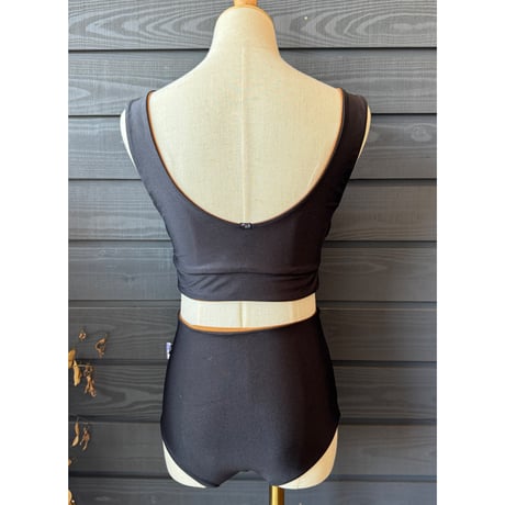 Reversible High Waist Bottom  Shiny Cinammon x Black