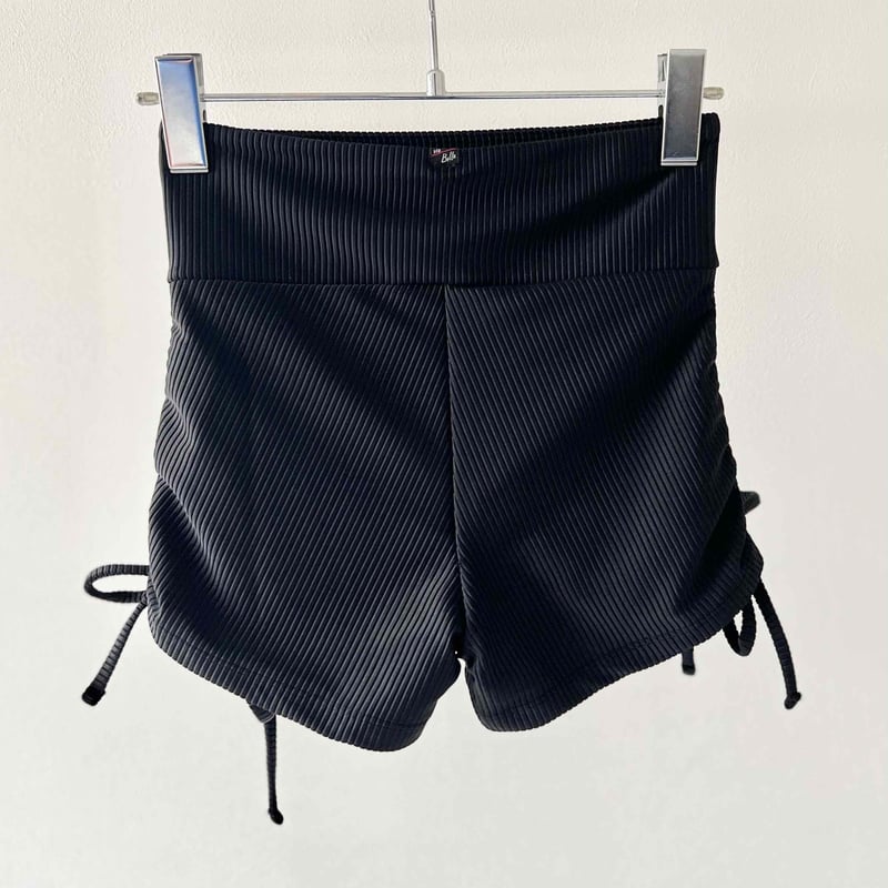 ♻️ecoRib Side Ribbon Short Pants Black | via Be