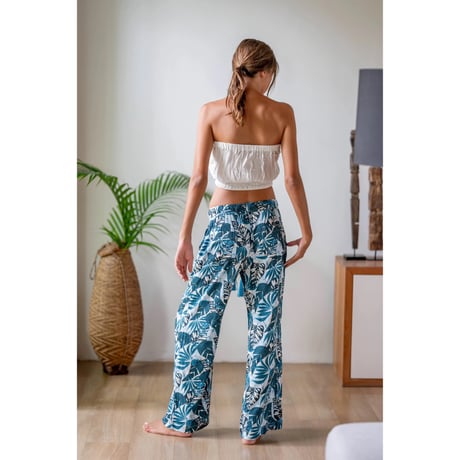 Bamboo100% Fabric Tropic Leaf Wide Pants