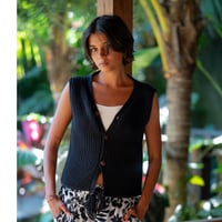 Cotton Knit Vest Black
