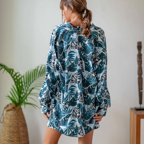 Bamboo100% Fabric Tropic Leaf Oxford Shirt