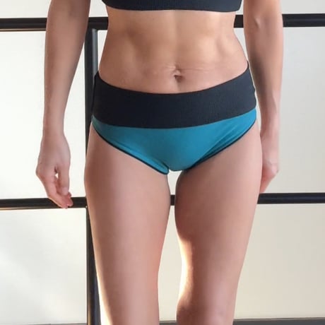 Reversible  High Waist Bottom  Deep Ocean x Black Rib