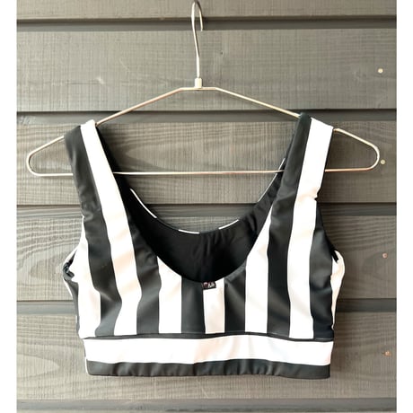 ♻️Econyl®︎ Reversible Bikini Tops　Nero Stripe x Black