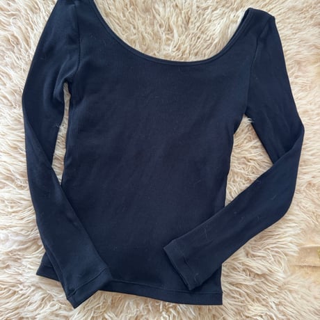 新価格！日本製　Organic Cotton by Organic Field®︎ Bra Long Sleeve Top Rib Black