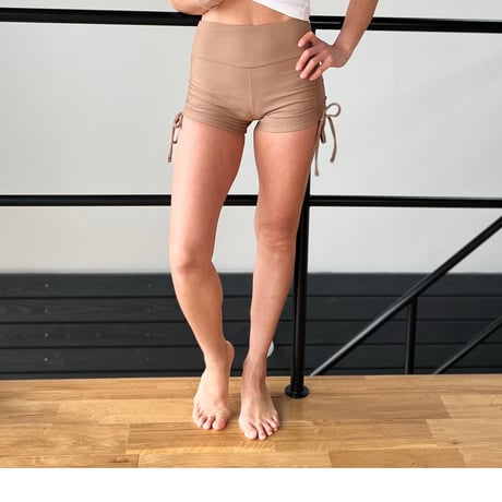 ♻️eco Rib　Side Ribbon Short Pants　Milk Brown