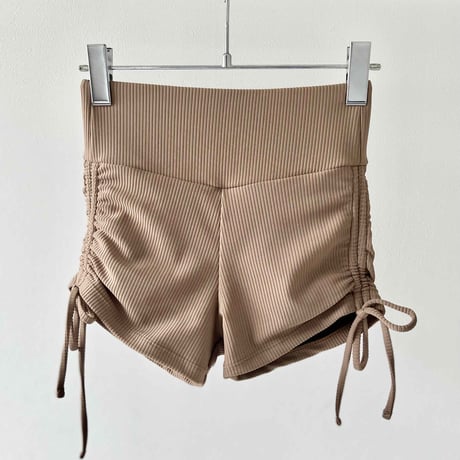 ♻️eco Rib　Side Ribbon Short Pants　Milk Brown