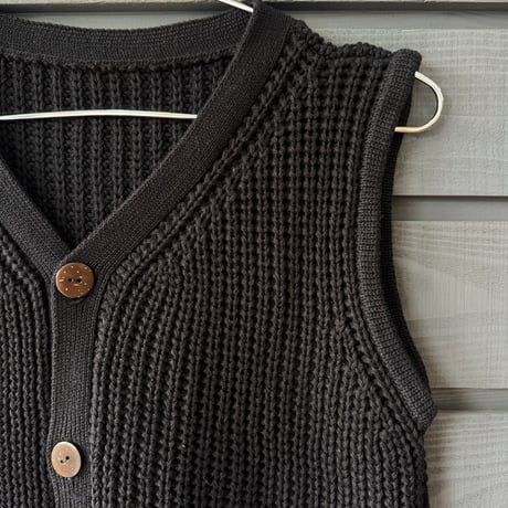 Cotton Knit Vest Black