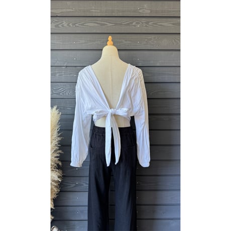 Bamboo Cotton Ribbon Top White