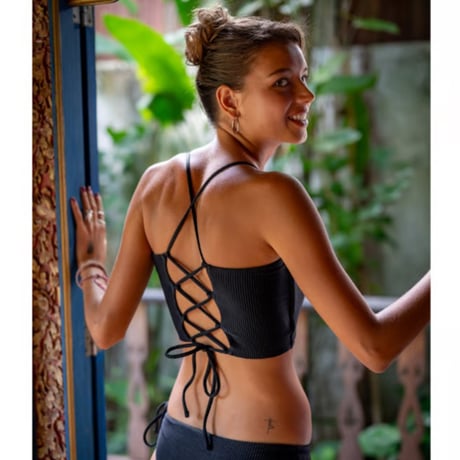 eco Rib  Bustier Top  Black