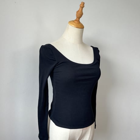 新価格！日本製　Organic Cotton by Organic Field®︎ Bra Long Sleeve Top Rib Black