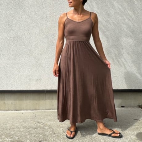 Modal Spandex　Relax Fit Bra Top Flare One Piece Mocha Brown