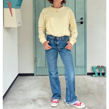Bamboo Cotton Palm print Long T-shirt Banana Milk