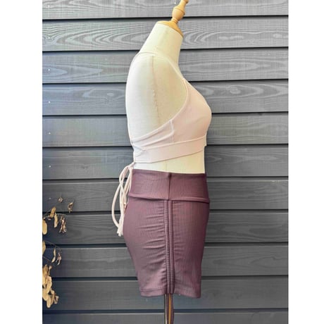 ♻️ecoRib Side Ribbon Short Pants Chestnuts